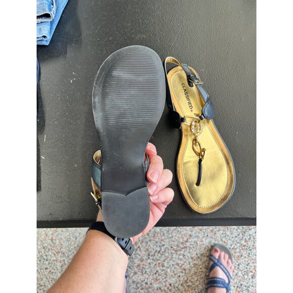 Classified Sandals Flip flop style with straps Black with Stones 6.5M - Picture 3 of 8